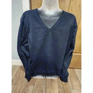 Jos. A. Bank Men's Tailored Fit VNeck Sweater Size XL Navy Blue 100% Pima Cotton